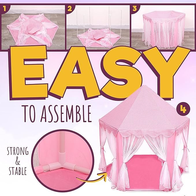ORIAN Princess Castle Playhouse Tent for Girls with LED Star Lights