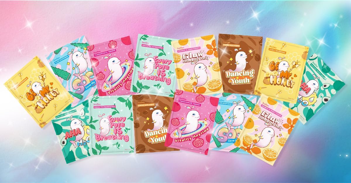 ZealSea Sheet Mask Skin Care (Pack of 7) Beauty Facial Mask Spa Face Mask Birthday Party gifts Women, Men kids Girls