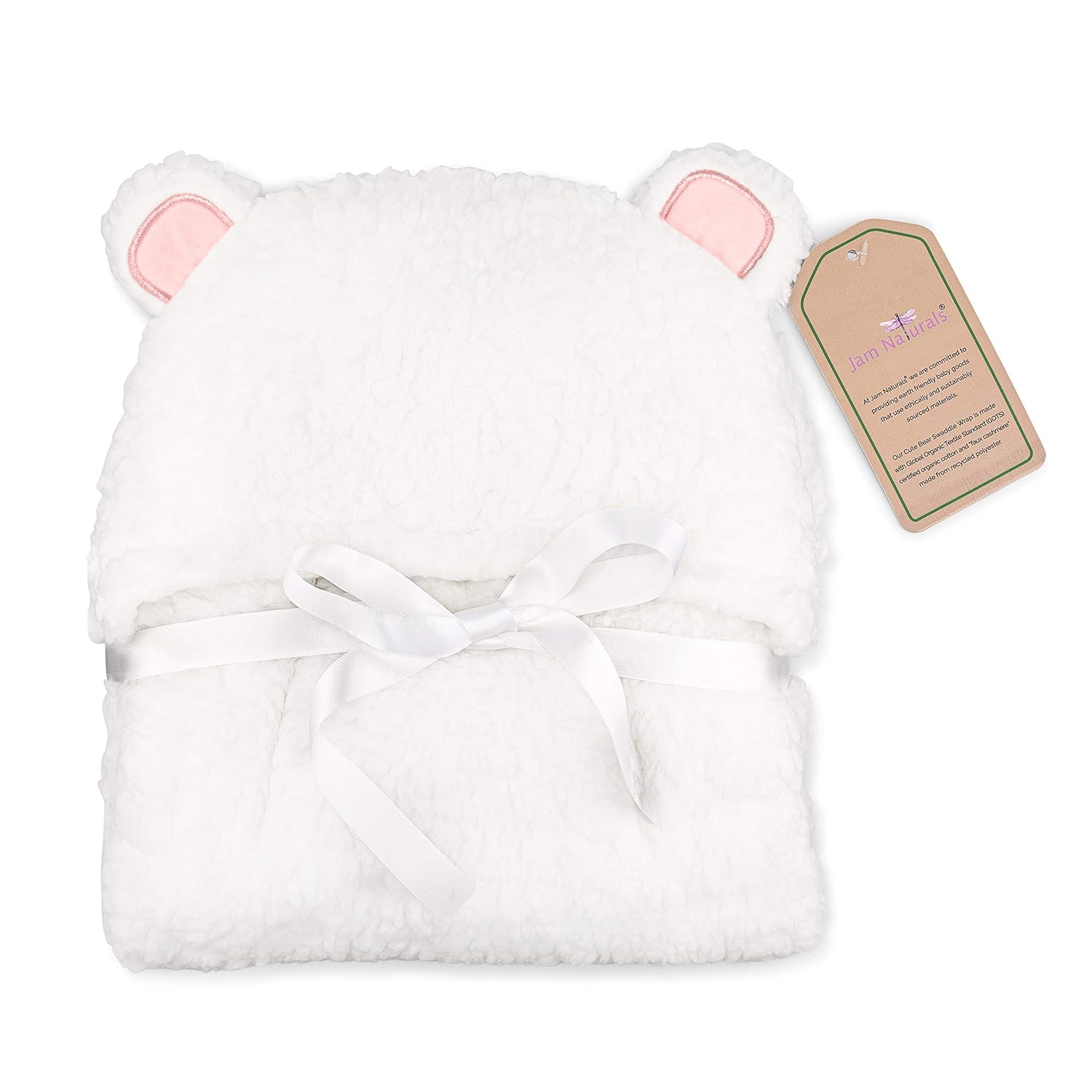 Jam Naturals- Baby Swaddle Blanket, Cute Bear Organic Receiving Swaddling Wrap