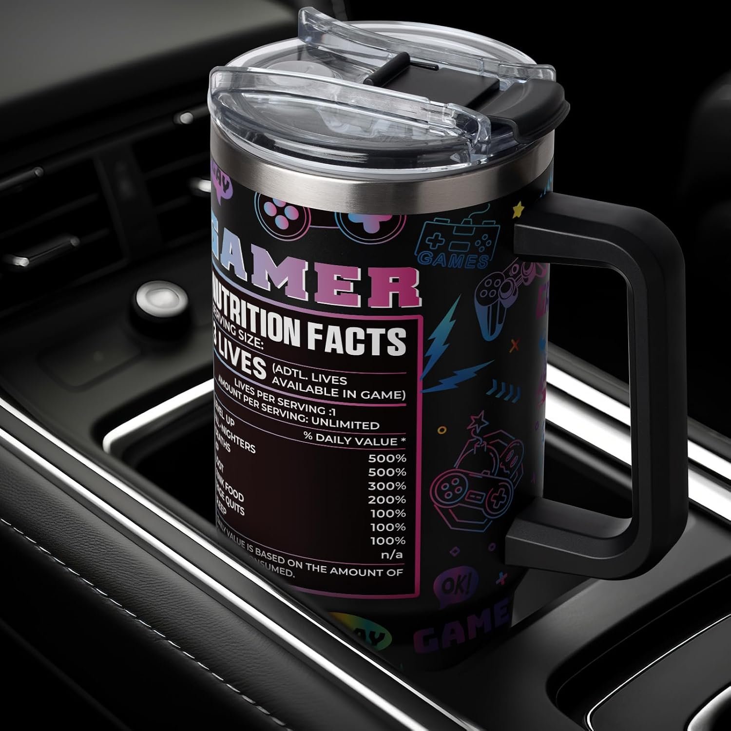 Gamer Gifts for Men Teen Boys 40oz Tumbler with Handle Straw Lid