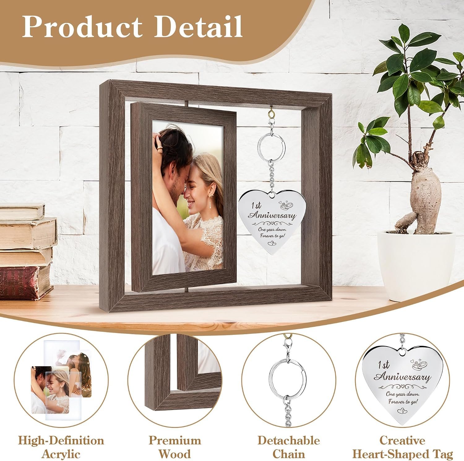 HELORAY 1 YearAnniversary Picture Frame Gifts for Couple