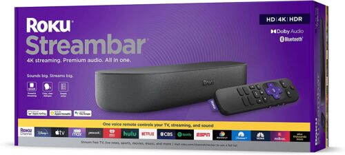 Roku Streambar | 4K/HD/HDR Streaming Media Player & Premium Audio, All In One