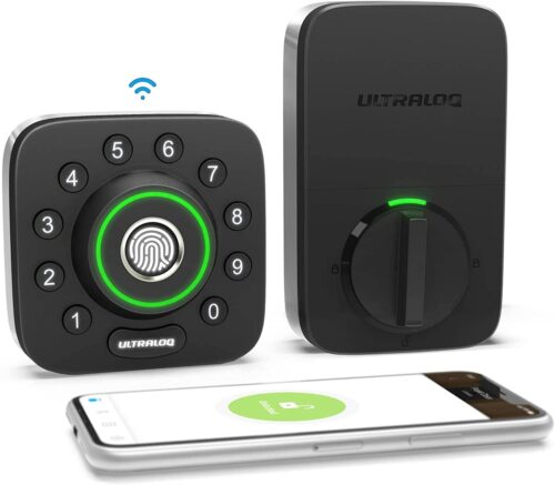 ULTRALOQ U-Bolt Pro WiFi Smart Lock with Door Sensor, 6-in-1 Keyless Entry Door Lock with Built-in WiFi, Fingerprint ID, Smartphone, Auto Unlock, WiFi Door Lock, WiFi Deadbolt
